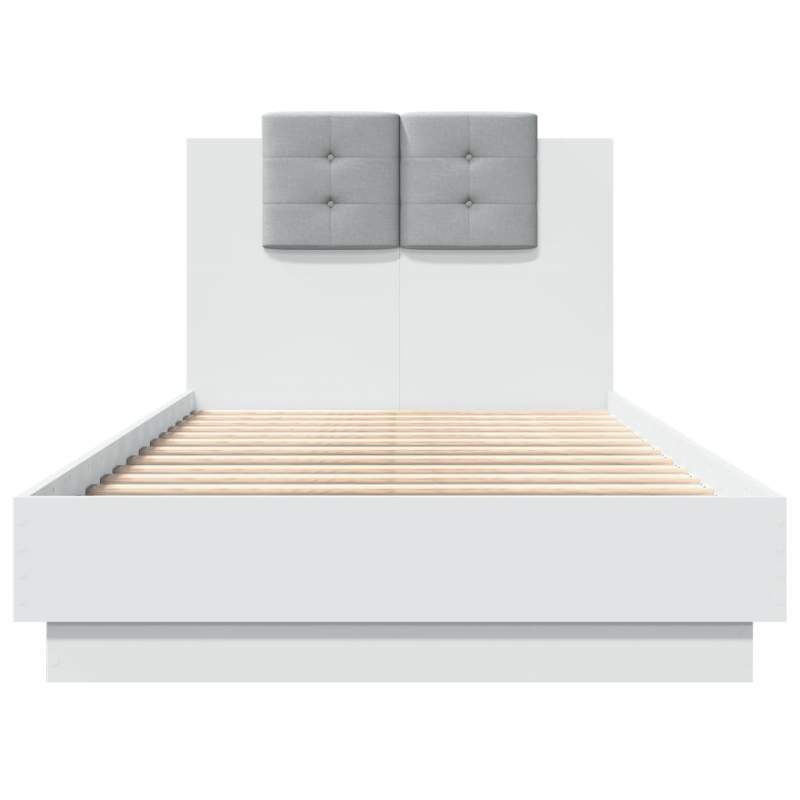 Bettgestell mit Kopfteil Weiß 75x190 cm Holzwerkstoff