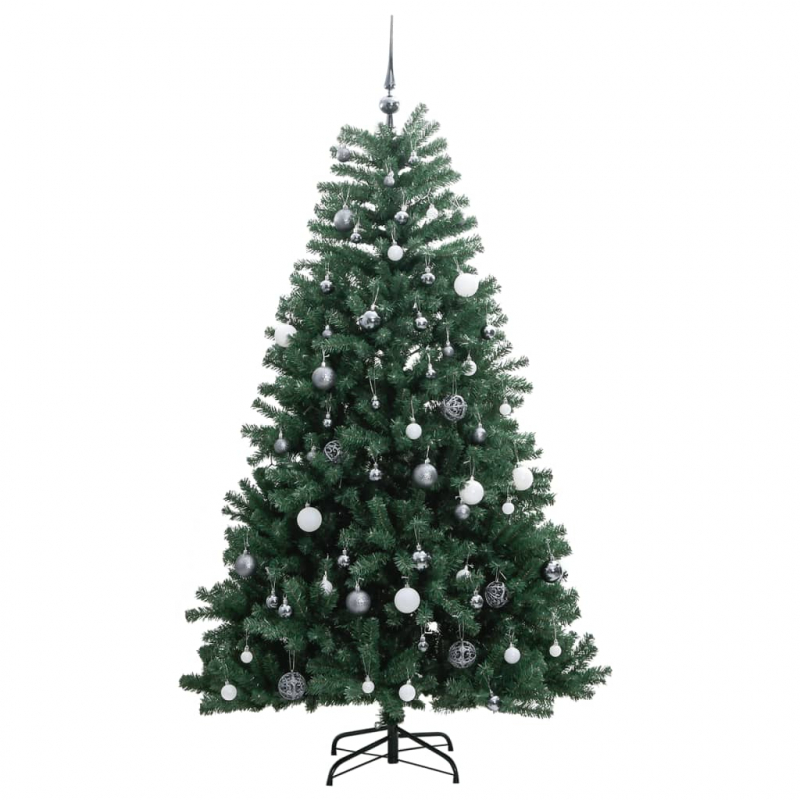 Künstlicher Weihnachtsbaum Klappbar 300 LEDs & Kugeln 180 cm