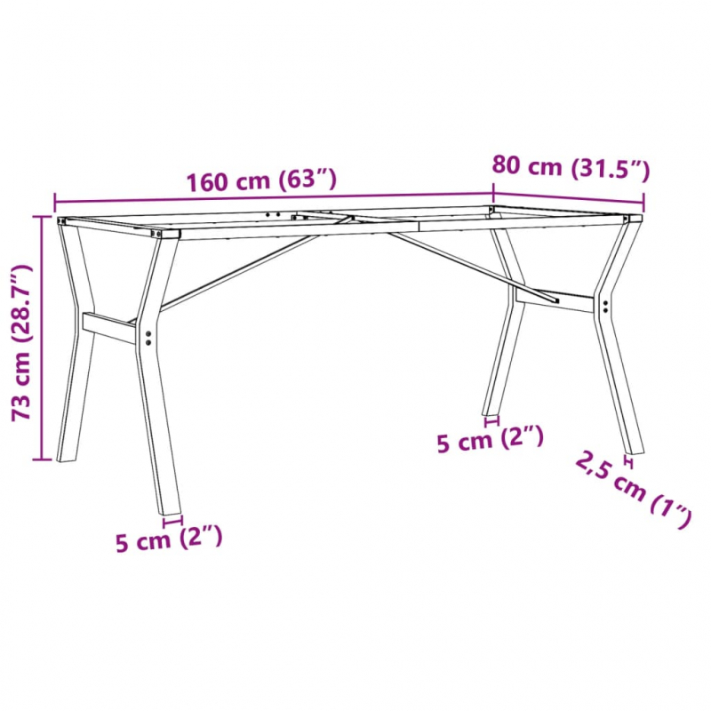 Esstisch-Gestell in Y-Form 160x80x73 cm Gusseisen