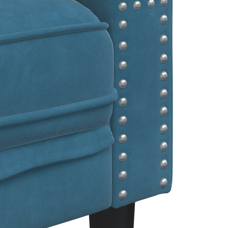 2-tlg. Chesterfield-Sofa-Set mit Nackenrollen Blau Samt