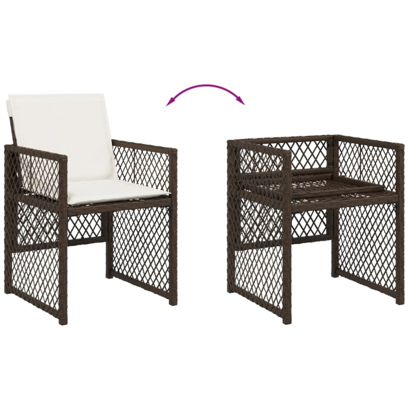 11-tlg. Garten-Essgruppe mit Kissen Braun Poly Rattan