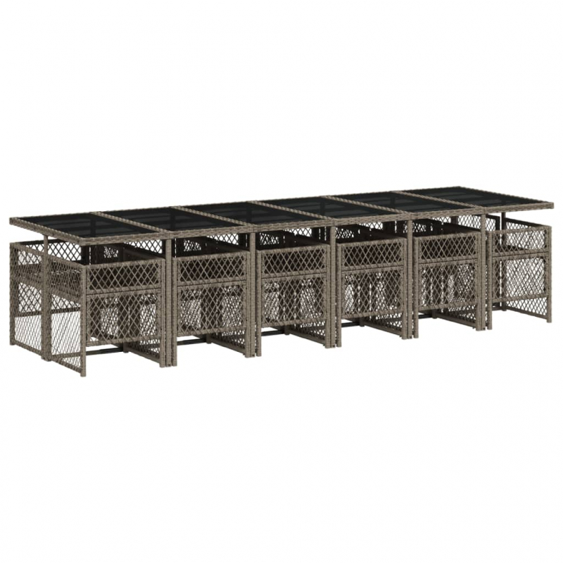 13-tlg. Garten-Essgruppe mit Kissen Grau Poly Rattan