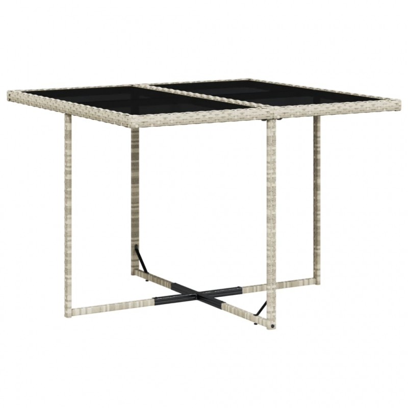 5-tlg. Garten-Essgruppe mit Kissen Hellgrau Poly Rattan