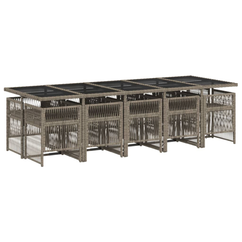 11-tlg. Garten-Essgruppe mit Kissen Grau Poly Rattan