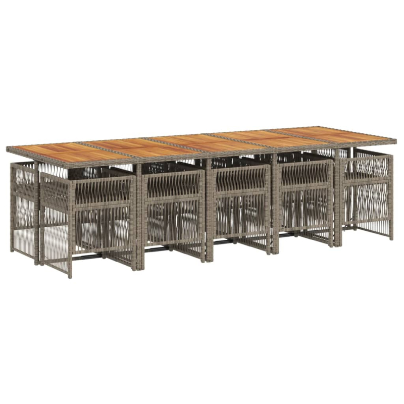 11-tlg. Garten-Essgruppe mit Kissen Grau Poly Rattan