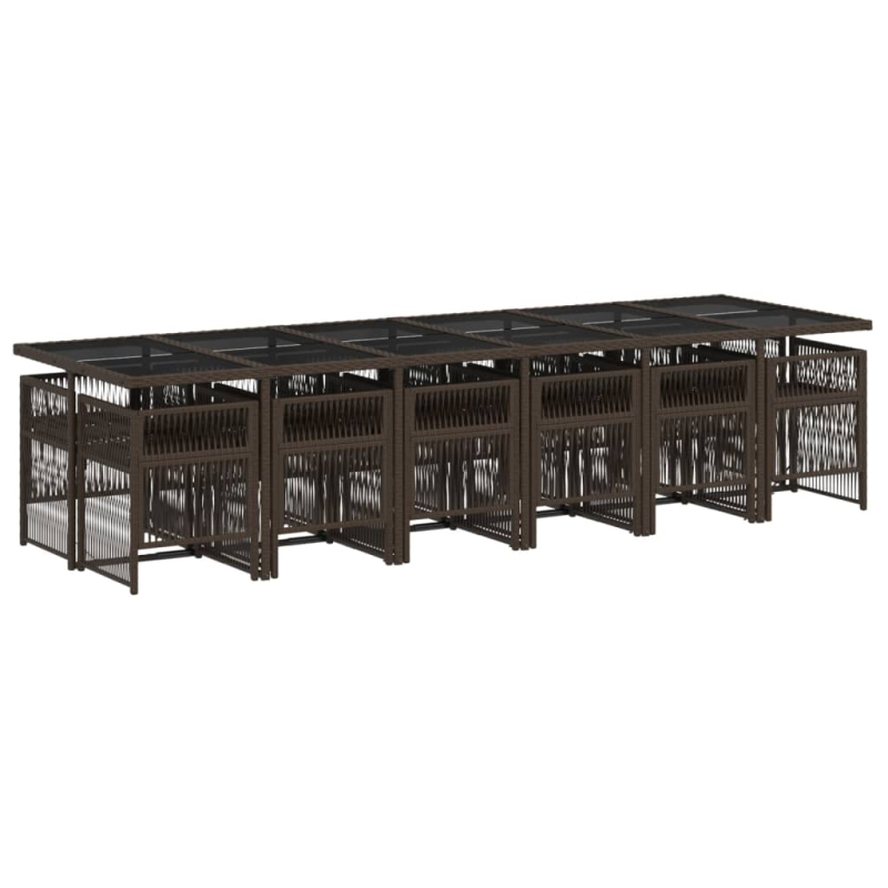 13-tlg. Garten-Essgruppe mit Kissen Braun Poly Rattan
