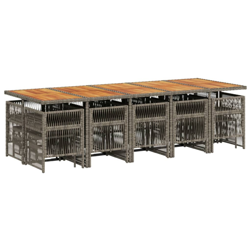 15-tlg. Garten-Essgruppe mit Kissen Grau Poly Rattan