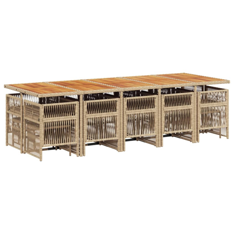 15-tlg. Garten-Essgruppe mit Kissen Beige Poly Rattan