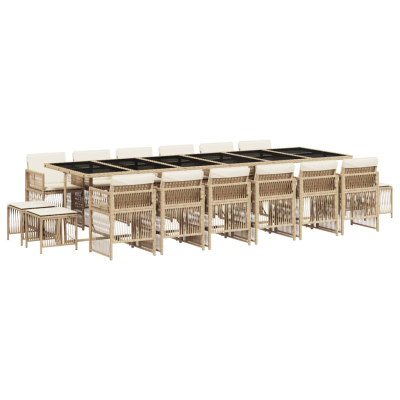 17-tlg. Garten-Essgruppe mit Kissen Beige Poly Rattan
