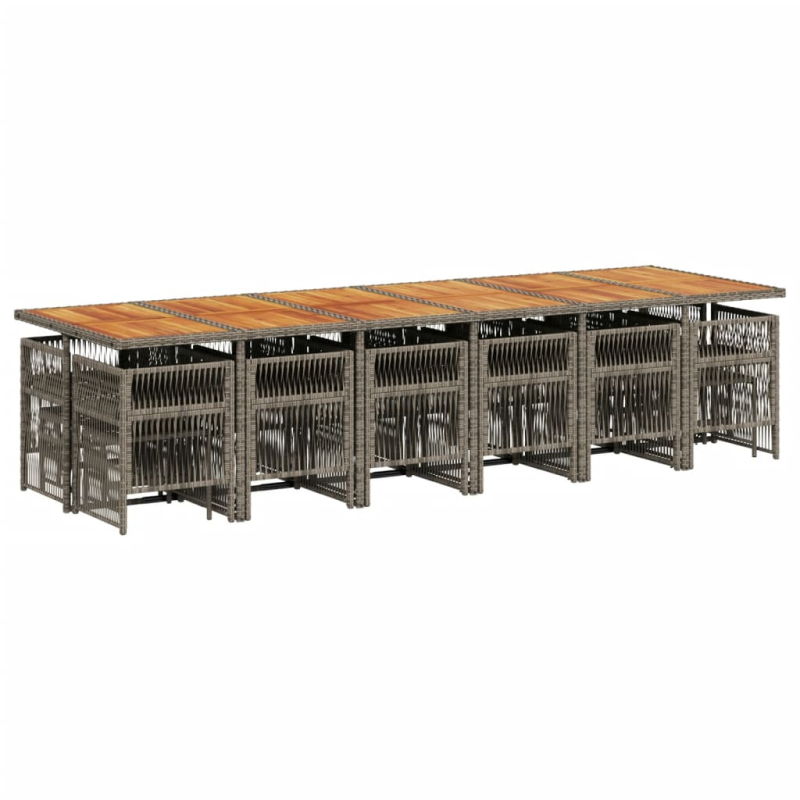 17-tlg. Garten-Essgruppe mit Kissen Grau Poly Rattan