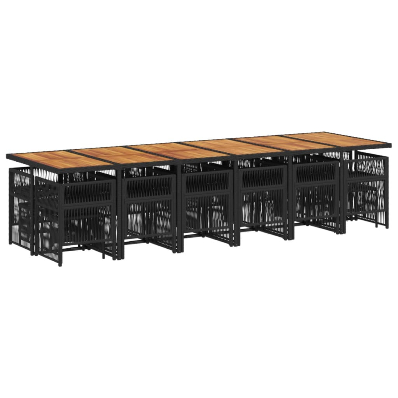 17-tlg. Garten-Essgruppe mit Kissen Schwarz Poly Rattan