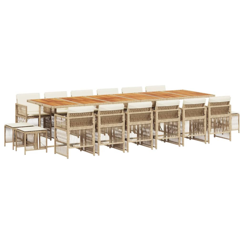 17-tlg. Garten-Essgruppe mit Kissen Beige Poly Rattan