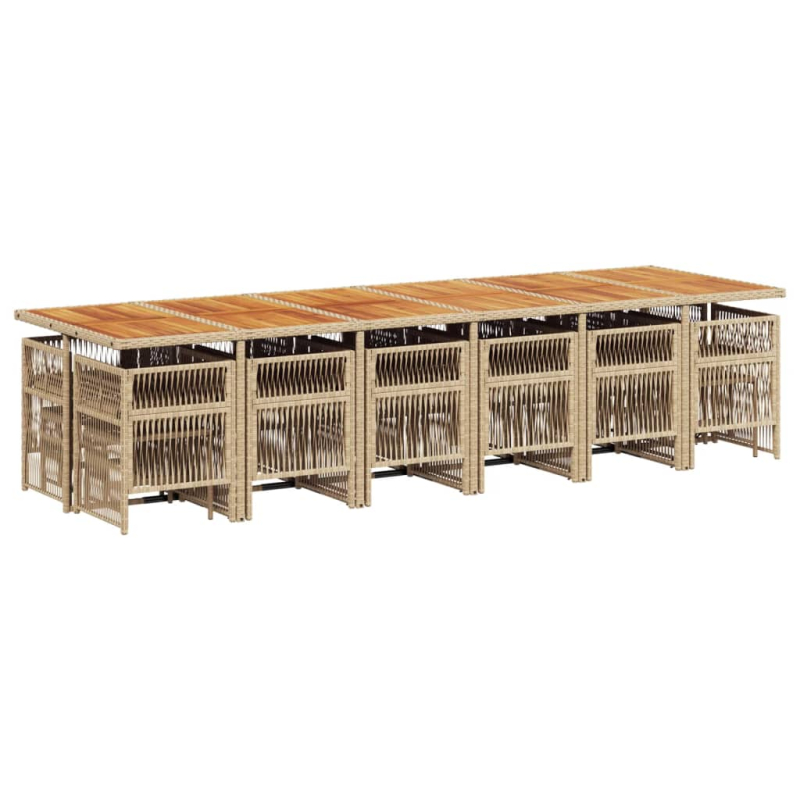 17-tlg. Garten-Essgruppe mit Kissen Beige Poly Rattan