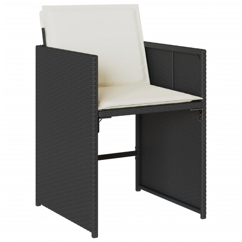 11-tlg. Garten-Essgruppe mit Kissen Schwarz Poly Rattan