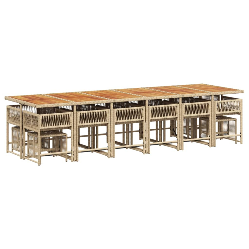 17-tlg. Garten-Essgruppe mit Kissen Beige Poly Rattan