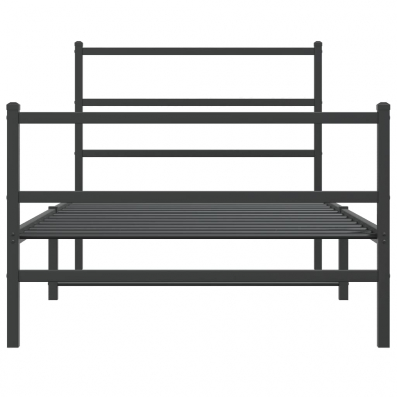 Bettgestell mit Kopf- und Fußteil Metall Schwarz 107x203 cm