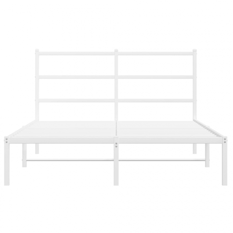 Bettgestell mit Kopfteil Metall Weiß 140x200 cm