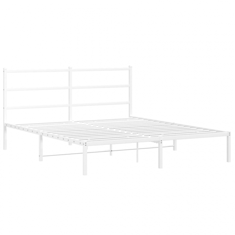 Bettgestell mit Kopfteil Metall Weiß 150x200 cm