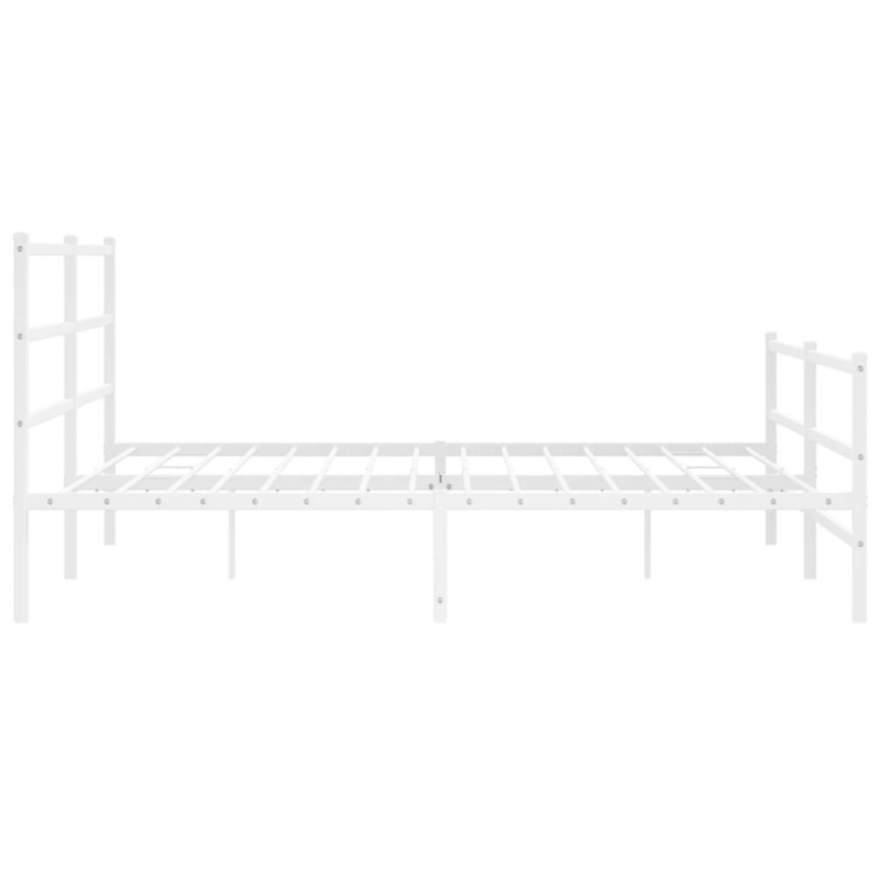 Bettgestell mit Kopf- und Fußteil Metall Weiß 183x213 cm