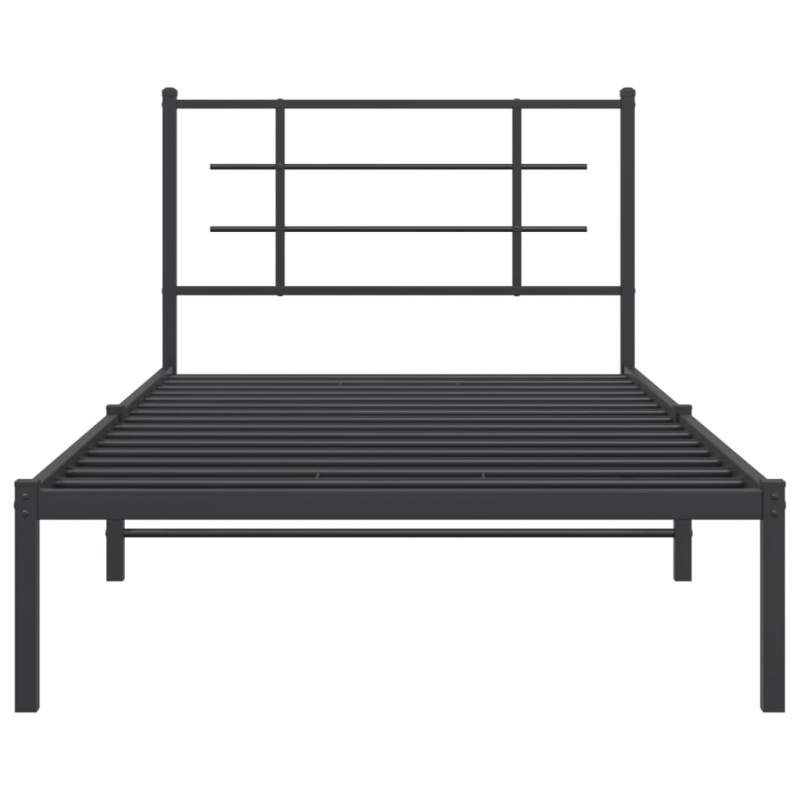 Bettgestell mit Kopfteil Metall Schwarz 100x200 cm