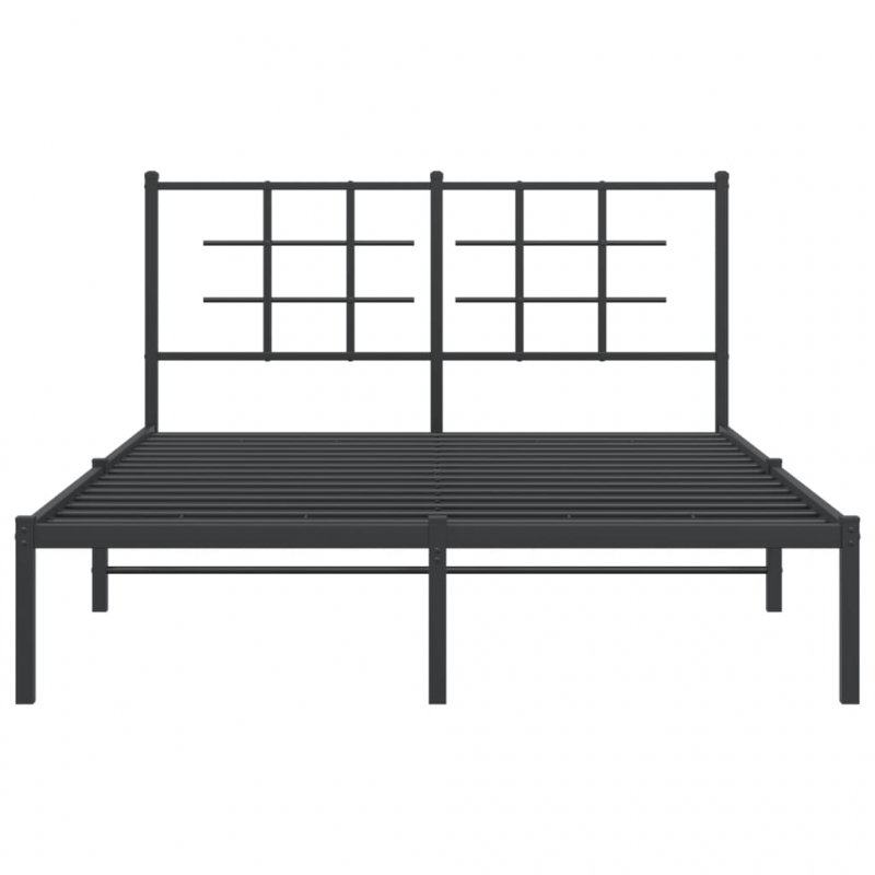 Bettgestell mit Kopfteil Metall Schwarz 140x200 cm