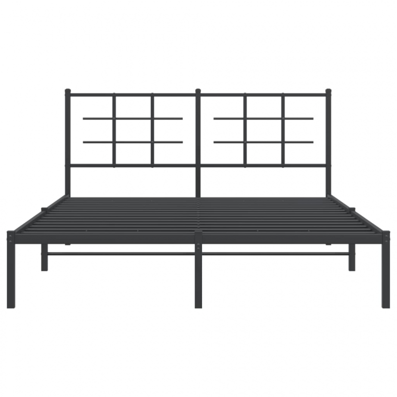 Bettgestell mit Kopfteil Metall Schwarz 150x200 cm