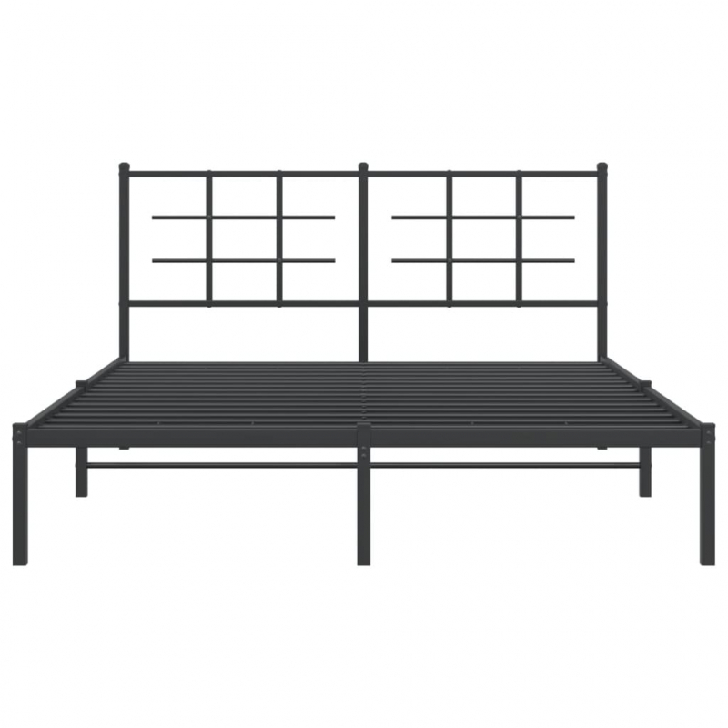 Bettgestell mit Kopfteil Metall Schwarz 160x200 cm