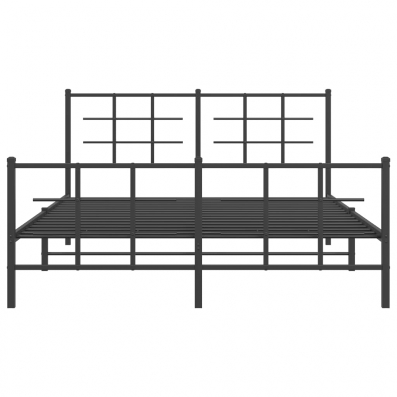 Bettgestell mit Kopf- und Fußteil Metall Schwarz 150x200 cm