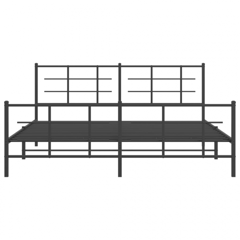 Bettgestell mit Kopf- und Fußteil Metall Schwarz 183x213 cm