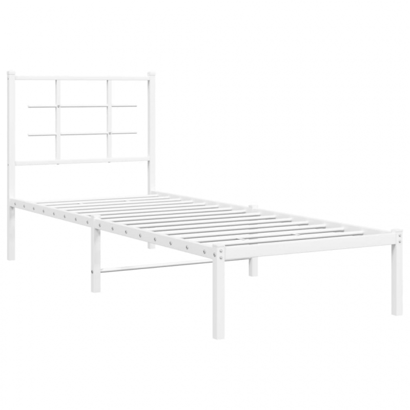Bettgestell mit Kopfteil Metall Weiß 80x200 cm