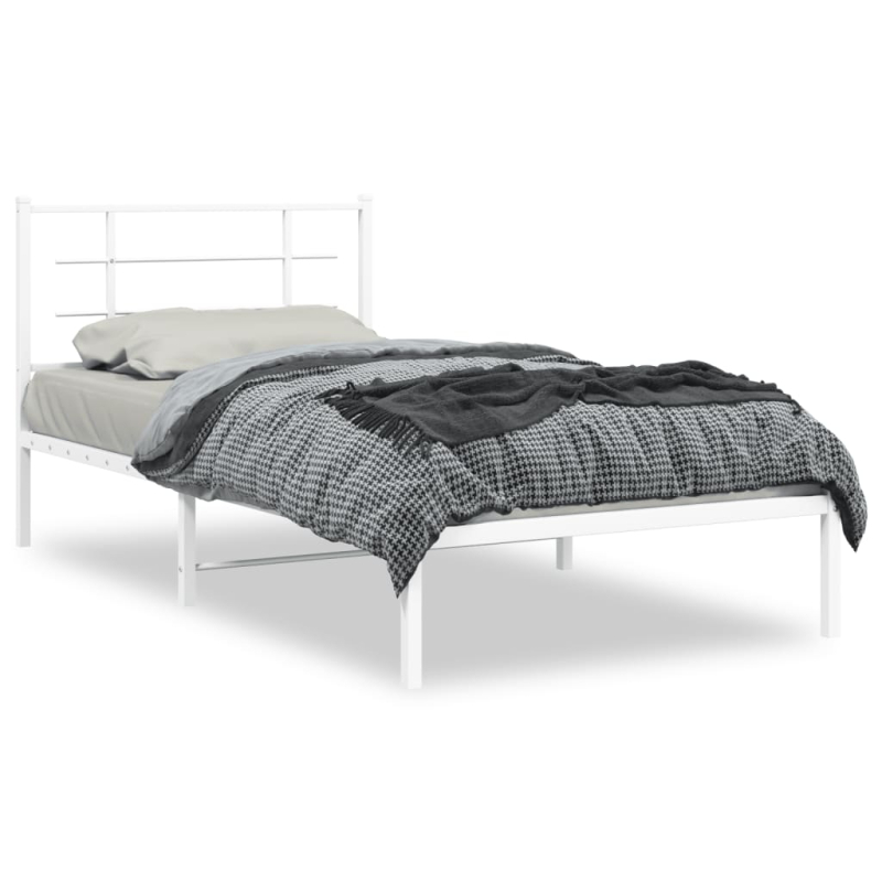Bettgestell mit Kopfteil Metall Weiß 100x200 cm