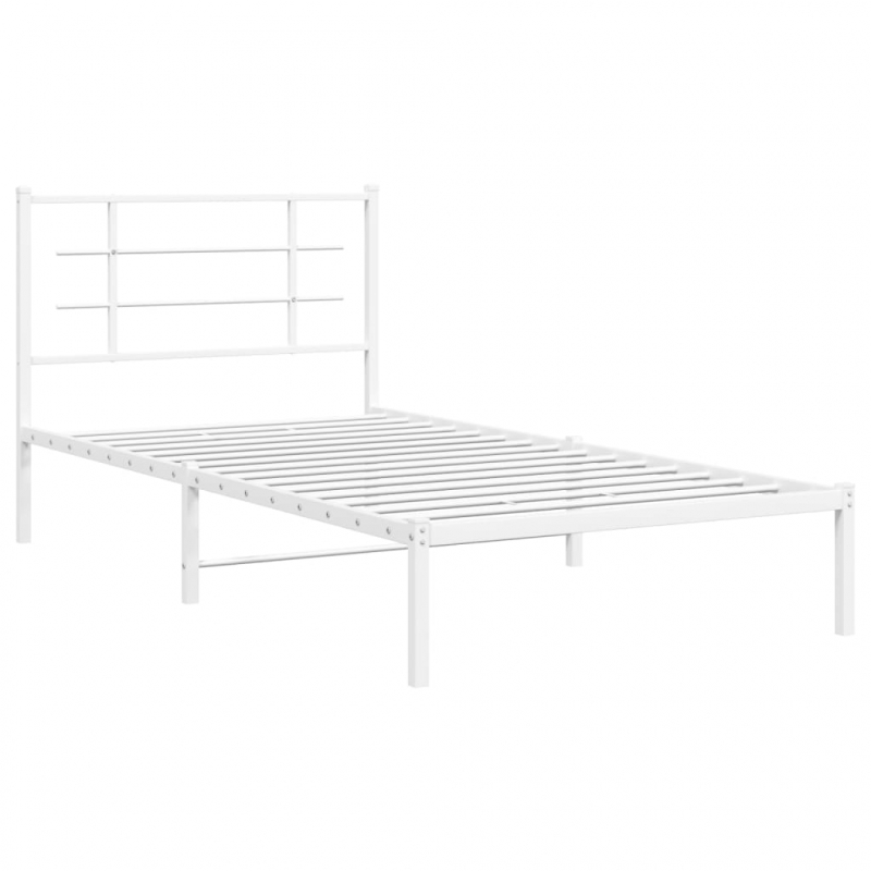 Bettgestell mit Kopfteil Metall Weiß 107x203 cm