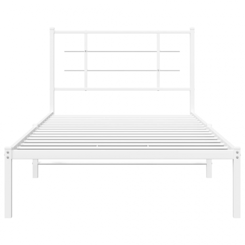 Bettgestell mit Kopfteil Metall Weiß 107x203 cm