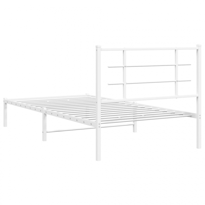 Bettgestell mit Kopfteil Metall Weiß 107x203 cm