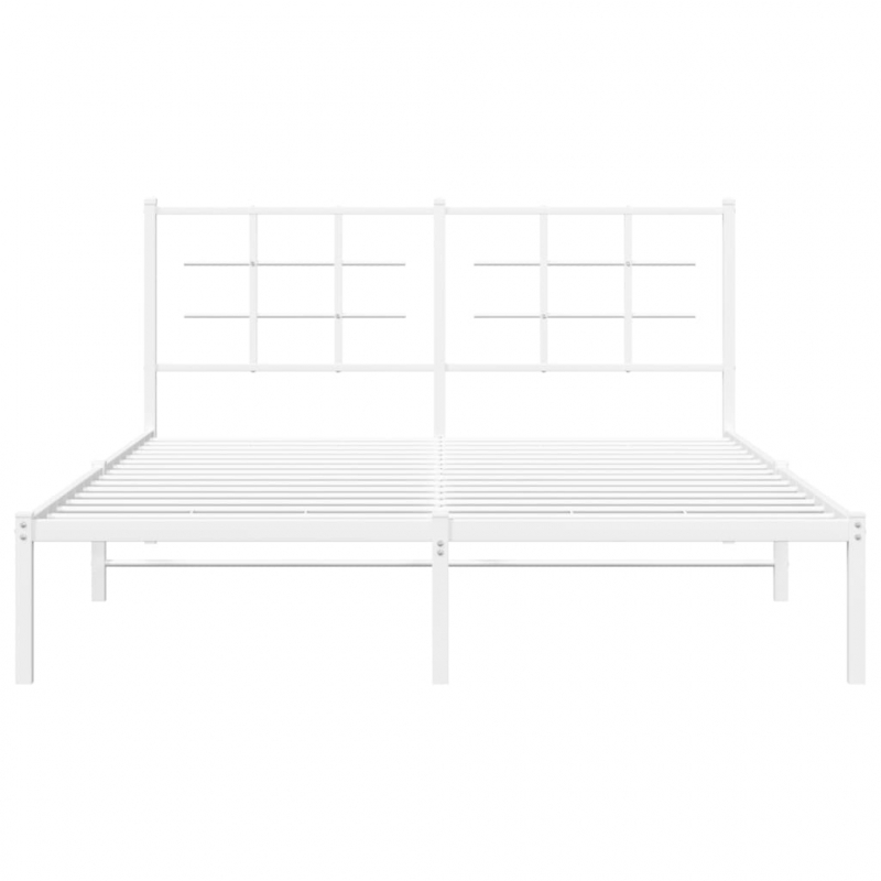 Bettgestell mit Kopfteil Metall Weiß 150x200 cm