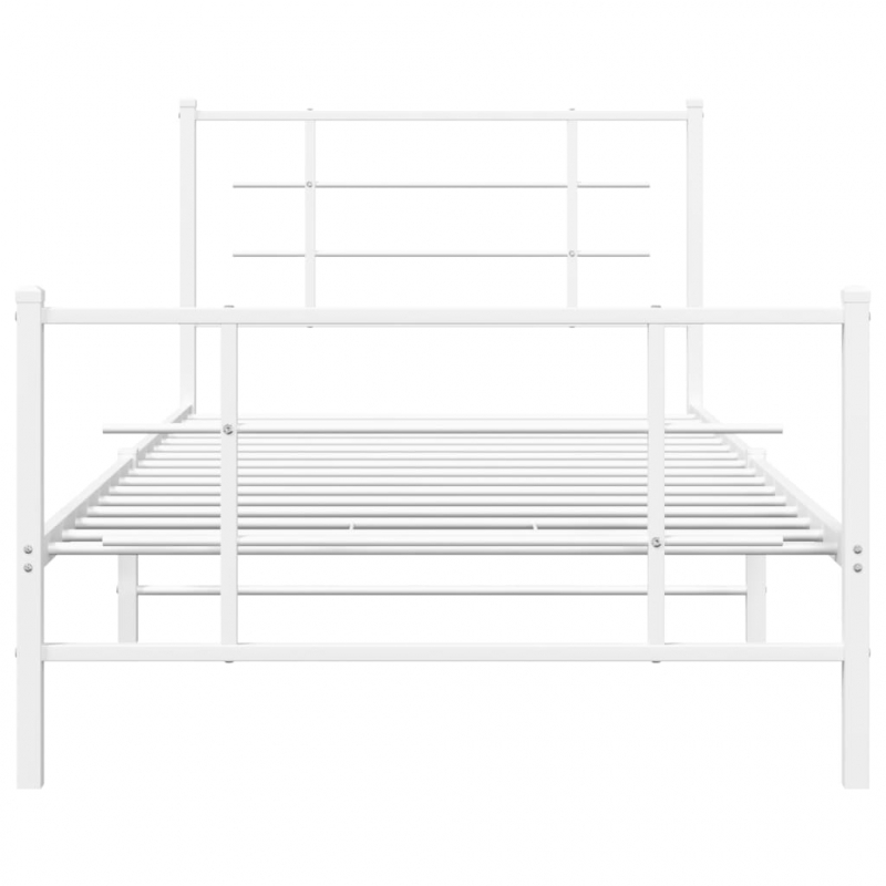Bettgestell mit Kopf- und Fußteil Metall Weiß 107x203 cm