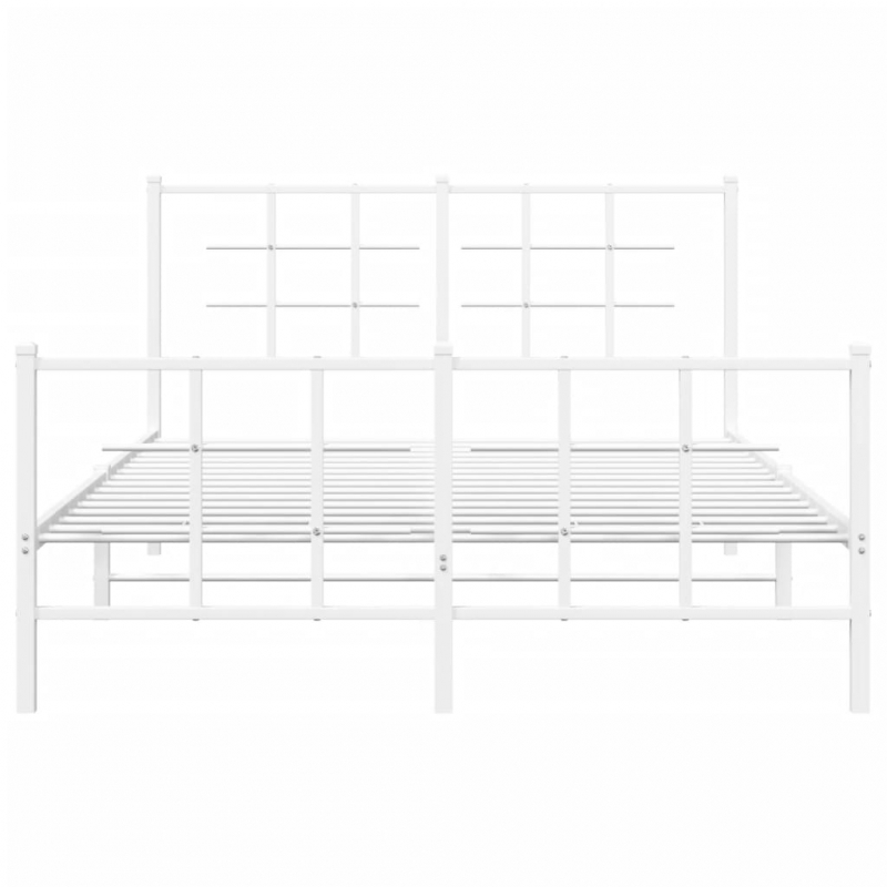 Bettgestell mit Kopf- und Fußteil Metall Weiß 135x190 cm