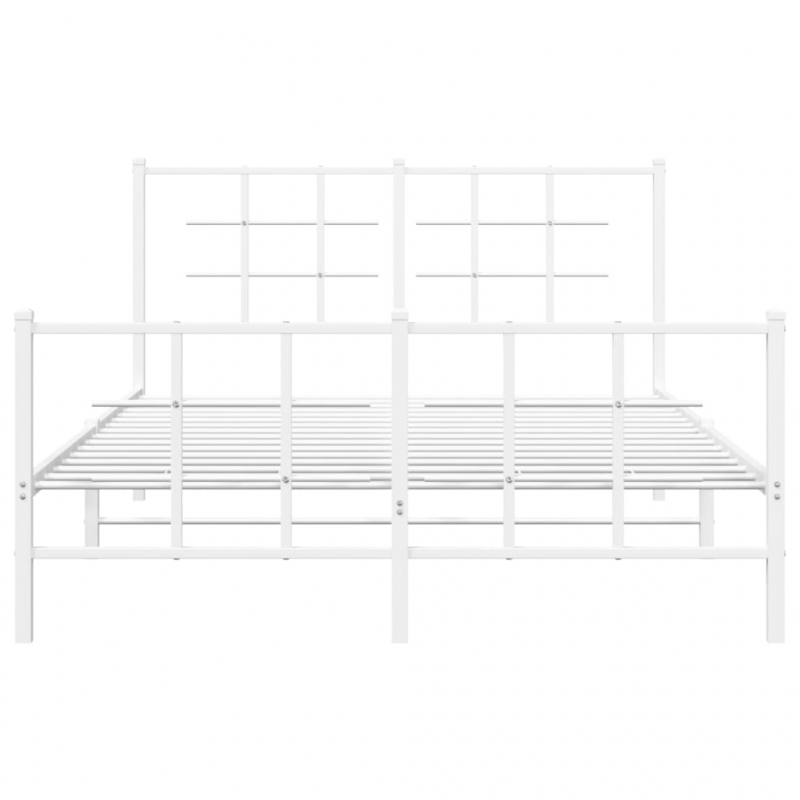 Bettgestell mit Kopf- und Fußteil Metall Weiß 140x190 cm