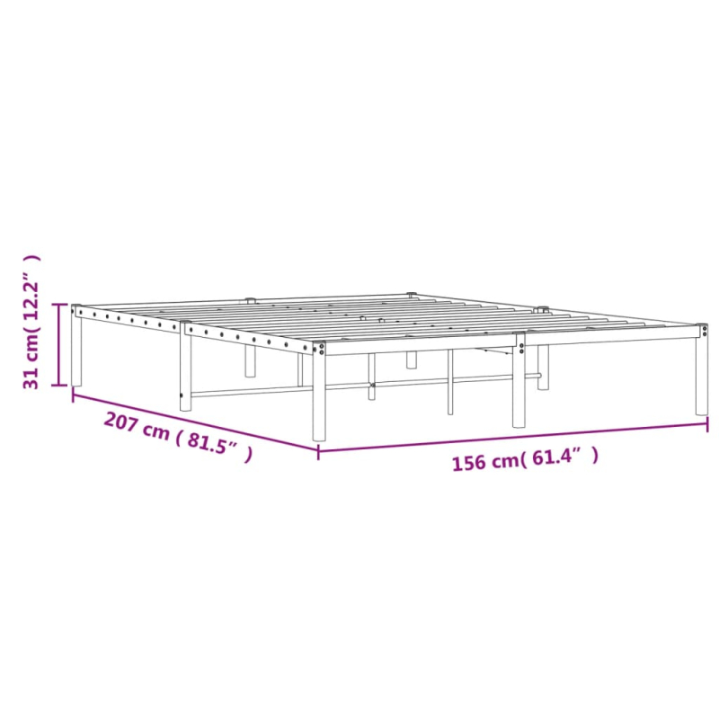Bettgestell Metall Schwarz 150x200 cm