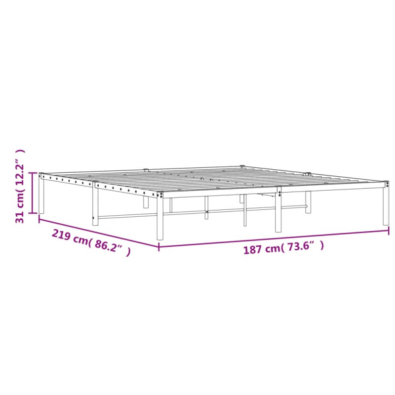 Bettgestell Metall Weiß 183x213 cm