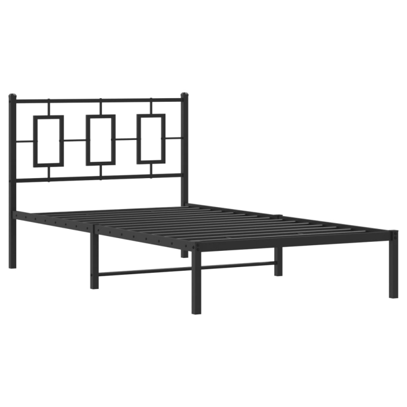 Bettgestell mit Kopfteil Metall Schwarz 100x200 cm