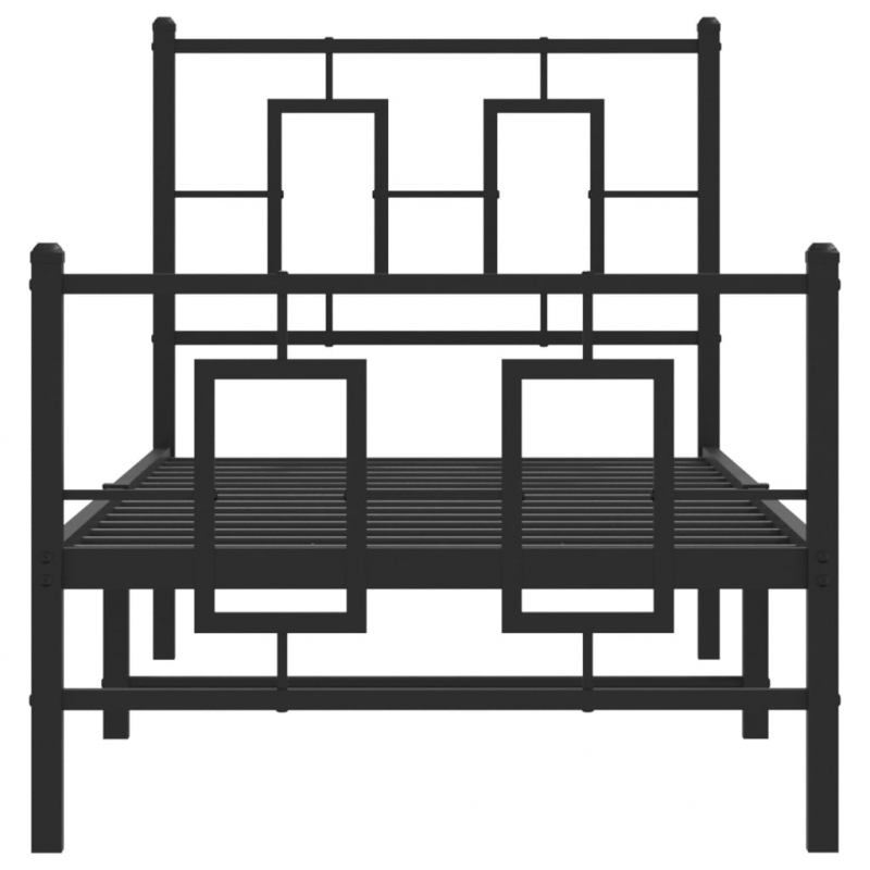 Bettgestell mit Kopf- und Fußteil Metall Schwarz 80x200 cm