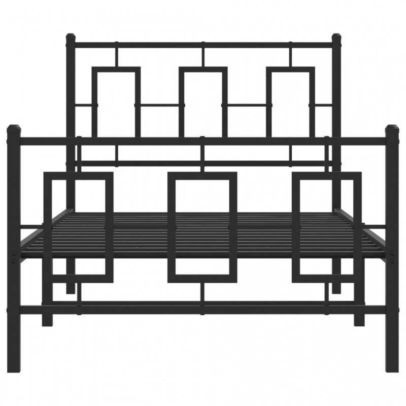 Bettgestell mit Kopf- und Fußteil Metall Schwarz 90x190 cm