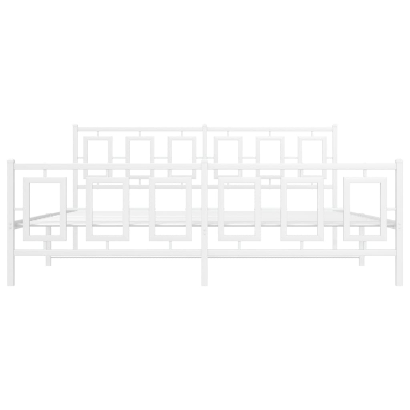 Bettgestell mit Kopf- und Fußteil Metall Weiß 180x200 cm