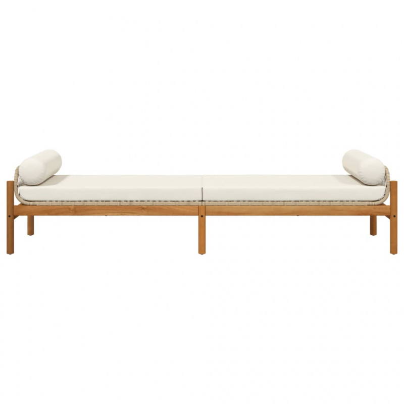 Gartenbank mit Kissen Beige Poly Rattan Akazie