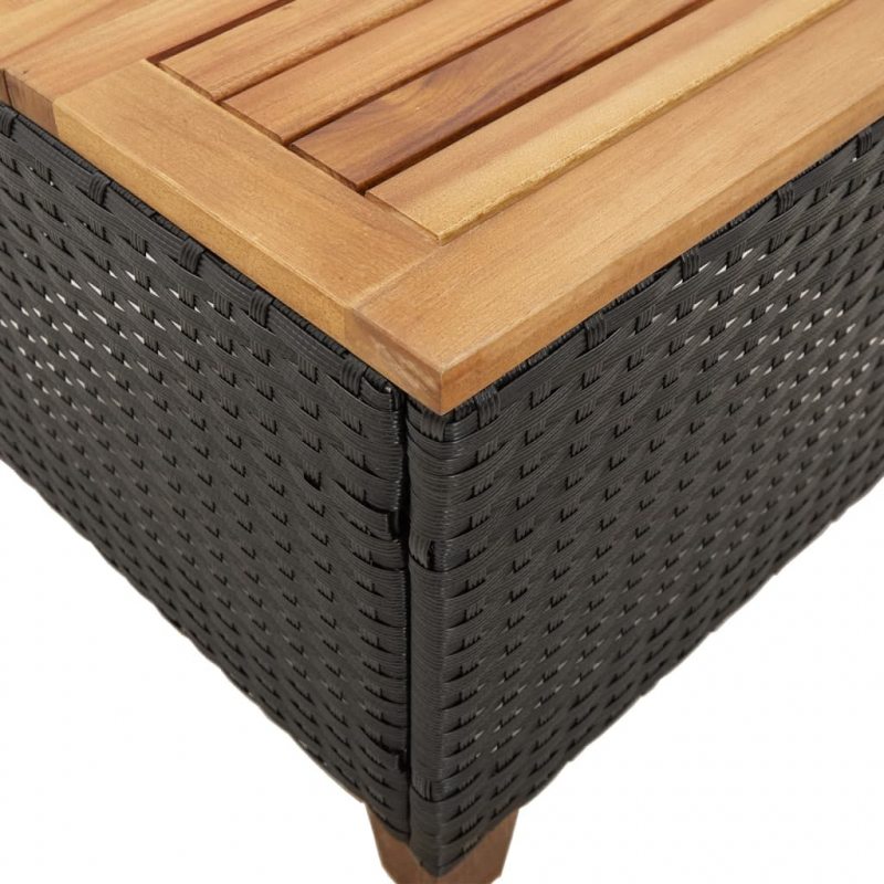 Gartentisch Schwarz 45x45x37 cm Poly Rattan Akazienholz