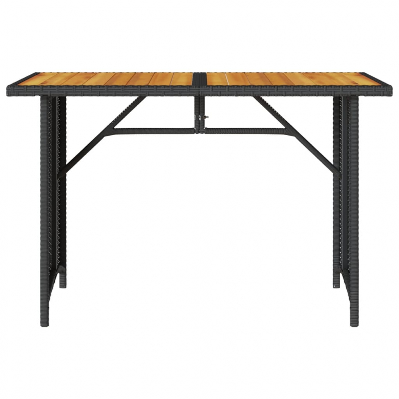 Gartentisch mit Holzplatte Schwarz 110x68x70 cm Poly Rattan