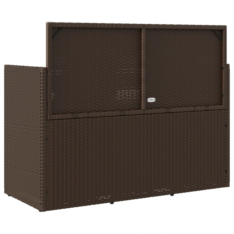 Gartenbank mit Kissen Braun Poly Rattan