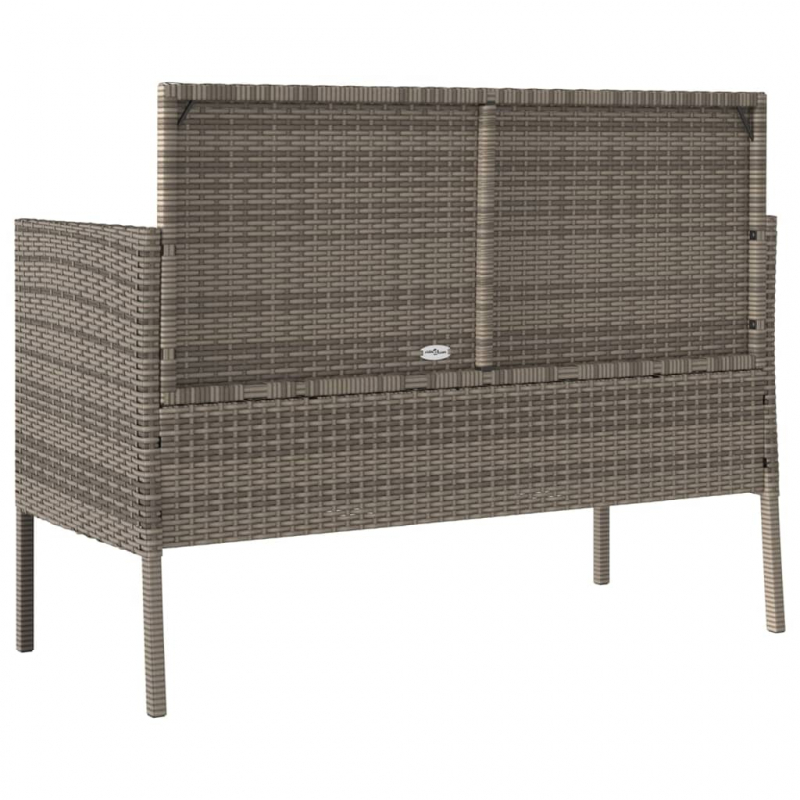 Gartenbank mit Kissen Grau Poly Rattan