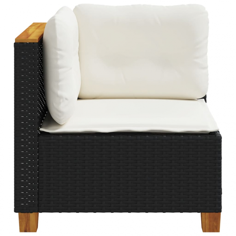 Garten-Ecksofa mit Kissen Schwarz Poly Rattan